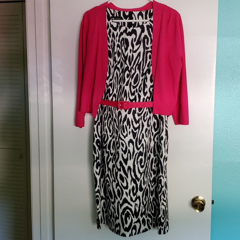 3 PC dress with sweater and belt
